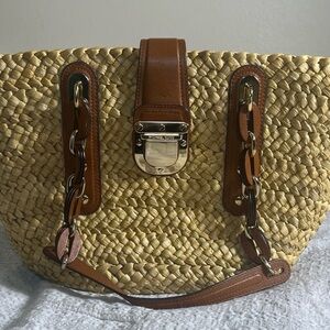 Brown and Tan Woven Tote Bag